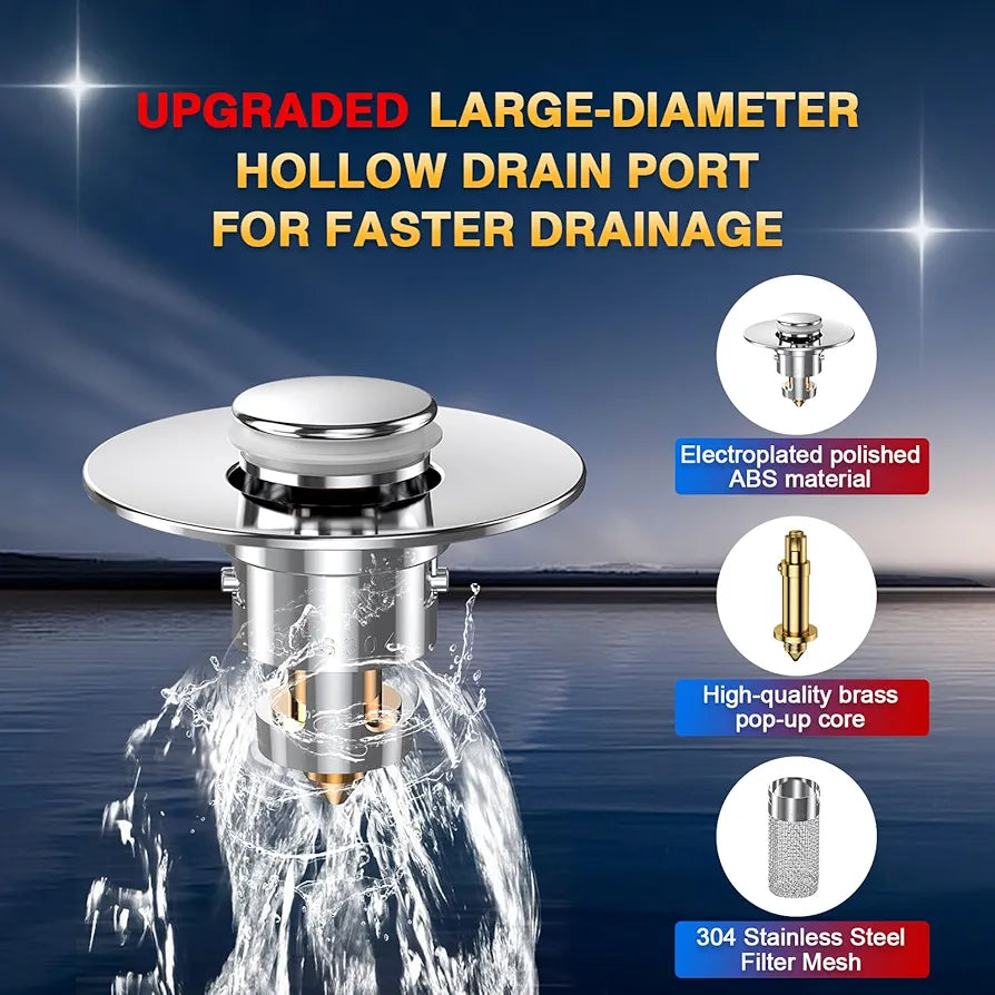 Stainless Steel Pop-Up Sink Drain Stopper (Odor-Proof)