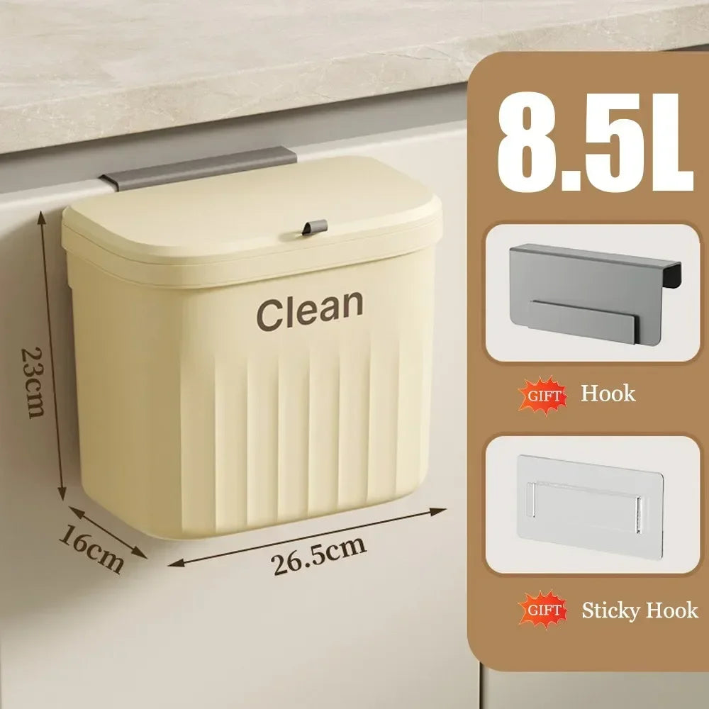 12L Wall-Mounted Kitchen Trash Bin with Lid