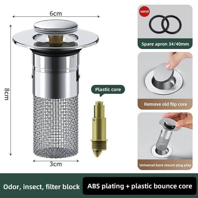 Stainless Steel Pop-Up Sink Drain Stopper (Odor-Proof)