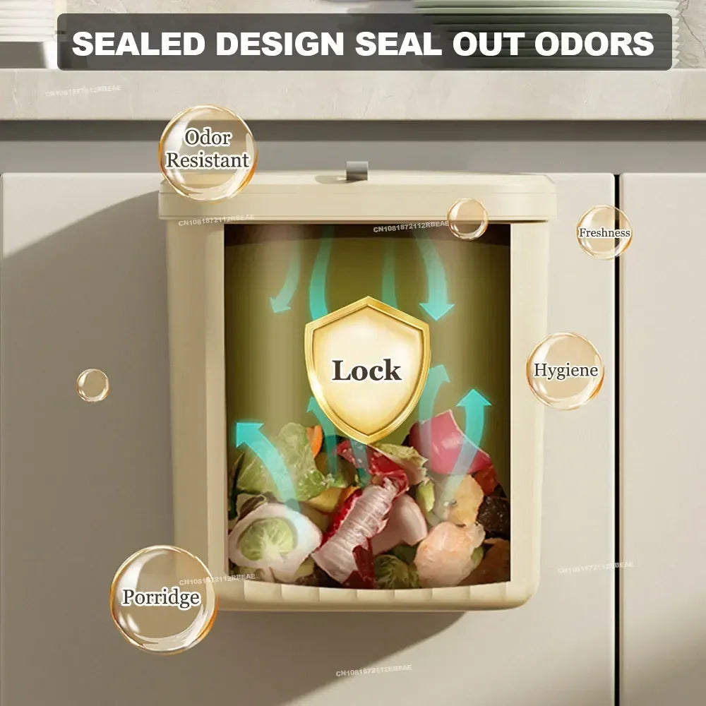 12L Wall-Mounted Kitchen Trash Bin with Lid